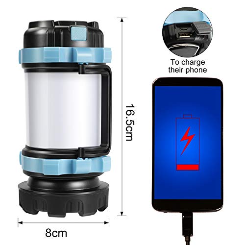 Homealexa Handheld LED Camping Lantern Rechargeable Super Bright Camping Lamp 4400 mAh Dimmable Torch with Warning Light Suitable for Camping, Fishing, Hiking, Emergency (Blue) - Image 5