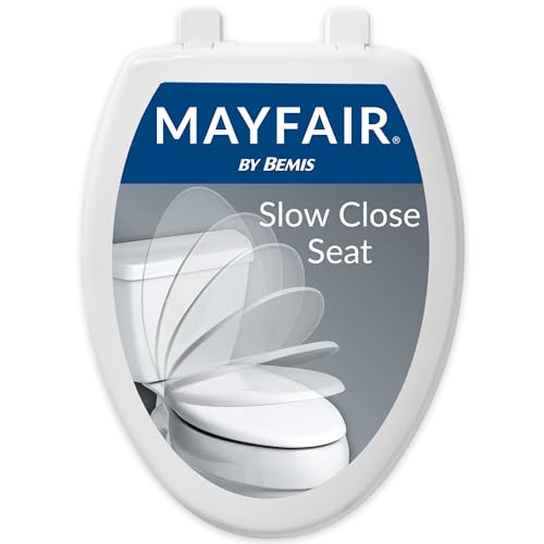 Mayfair Caswell Modern Slow Close Toilet Seat, Durable Plastic, Elongated, White