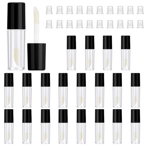 Ouligay 20 Stück Leere Lipgloss Behälter 1.2ml LeereTuben zum Befüllen Lip Gloss Tubes Nachfüllbare Leere Kosmetik Tuben Mini Kosmetik Behälter Lipgloss Tube für Lippenstift Proben Make up Reise