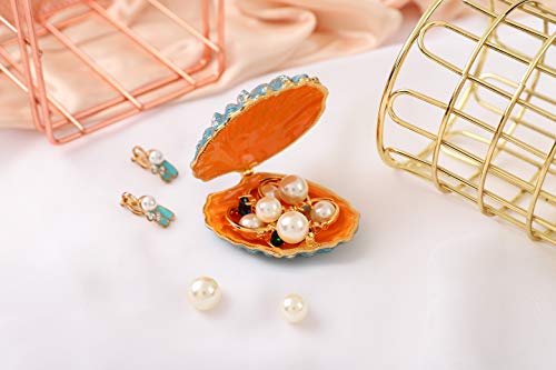 Qifu Hand Painted Enameled Shell Style Decorative Hinged Jewelry Trinket Box Unique Gift For Home Decor #TOP5