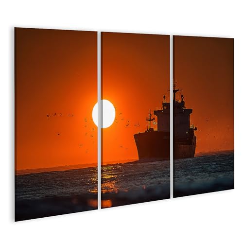 Toile bateau au coucher du soleil islandburner habiller un mur vide