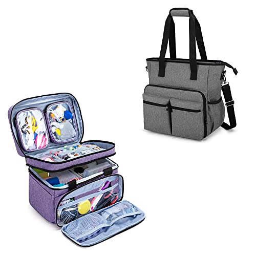 Bafaso Double Layer Sewing Accessories Organizer With 2 Detachable Pouches Bundle Car Front Seat Organizer With Laptop Sleeve And Shoulder Strap #TOP20