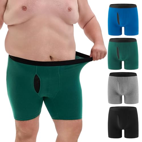 OEIOEI Mens Big and Tall Underwear Moisture Wicking Cotton Boxer Briefs 4-Pack (Gravian 4X-Large)