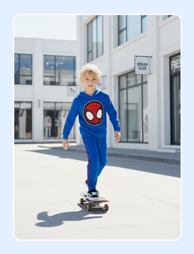Disney 2 Pack Hoodie & Jogger Little Boys' Jersey Sets Spider-Man Sweat Outfit Children Long Sleeve Pullover Tracksuit & Athletic Pants Fall Hooded Streetwear Blue Sweatshirt Leggings Size 5-6 Years - image 6