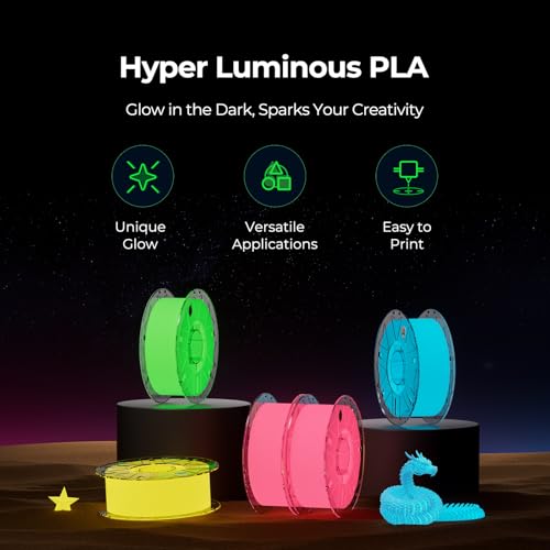 Image of Creality Hyper Glow-in-the-Dark PLA Filament 1.75mm 1KG, RFID Smart, Bright Long-Lasting Glow, High-Speed 30-600mm /s, Easy Printing, Fits Most 3D Printers (Pink)