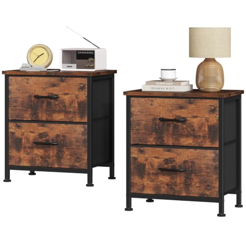 Sweetcrispy Nightstands Set of 2 with 2 Storage Drawer, Small Dresser