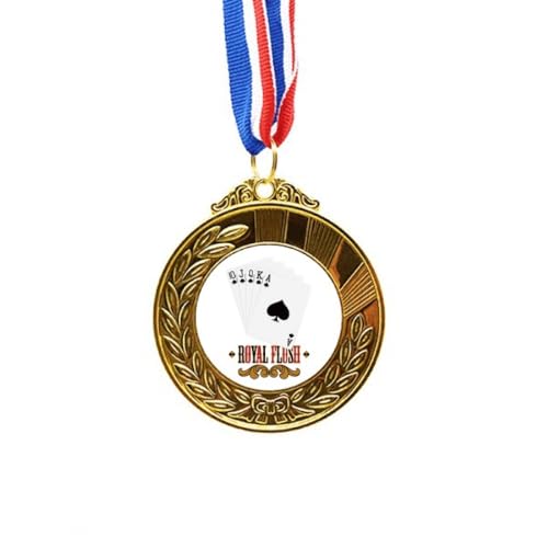Medalla de oro de póker con diseño Royal Flush para regalar a campeones