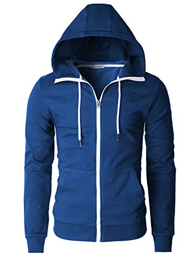 H2H Men's Slim Fit Zip Up Lightweight Long Sleeve Basic American Flag Printed Hoodie SweatShirt