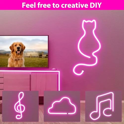 Image of 13.1 Feet Neon LED Strip Light | 12V Adapter, Waterproof IP65, Silicone Flexible Rope Light for Home Wall Decor & Gaming Room| Led Strip Lights | Neon Lights 4 Meter | (Pink)
