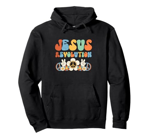 Jesus Revolution Faith Groovy Flower Peace Sign Christian Sudadera con Capucha
