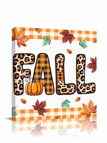 Leopard Print Fall Wall Art Giclee Canvas Prints Thanksgiving Pumpkin