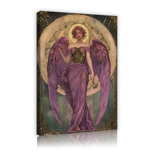 Tableau Art nouveau Purple Girl OSHIONARTE pour habiller un grand mur vide de chambre
