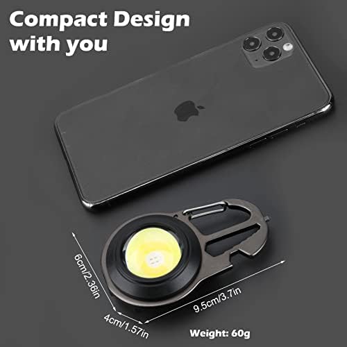 icyant COB Keychain Light, Multi Function Mini LED Flashlight 500LM Small Portable Keyring Led Work Light Rechargeable Emergency Light 6 Modes Pocket Torch Flashlights for Camping Hiking Fishing