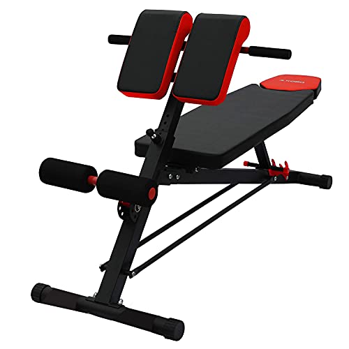 Kobo EB-1013 Steel Multi Function Imported 10 Exercises Adjustable Dumbbell Bench with Preacher Curl for Home Gym (Black/Red), Incline, 140 kg Limit