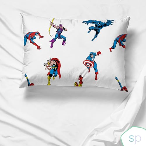 Saturday Park Disney Marvel Comics Invincible (Pack of 2) Reversible Pillowcase - 100% Organic Cotton Double Sided Pillow Cover - GOTS & Oeko-TEX Certified