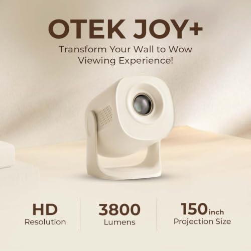 Image of OTEK Joy Plus Smart Projector | Portable Mini Projector for Home Use | 4K Ultra HD Support | WiFi & Bluetooth | Smart Home Theatre Projector | Compact Projector for Room, Office & IPL