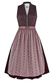 Wenger Austrian Style Damen Midi Dirndl hochgeschlossen weinrot, 58-WEINROT, 46