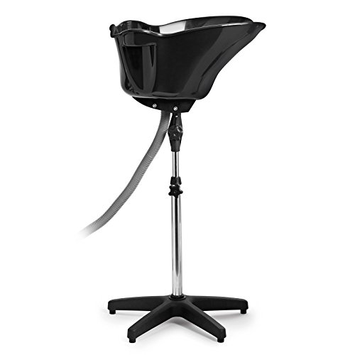 صالونيتشر حوض شامبو عميق محمول مع تصريف - اسود - ارتفاع قابل للتعديل