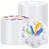 200 Pcs Paint Tray Palettes Plastic Round Paint Pallet White Washable Pallets Trays Holder for Students Adults Art Painting Class School Craft Project Supplies
