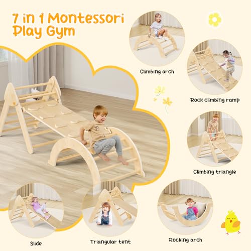 7-in-1 Montessori Climbing Frame Set,Indoor Climbing Triangle with