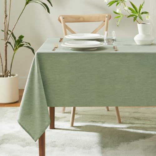 IVAPUPU Textured Linen Rectangle Table Cloth, Sage Green, 52 x 70 Inch
