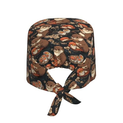 Image of Working Cap Scrub Cap with Sweatband Adjustable Unisex Tie Back Hat for Cleaning Farm Nursing