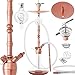 Produktbild DILAW® MANYAK Shisha Set Hookah 93cm Aluminium Alu + LED Licht | Wasserpfeife Kaminkopf Komplettset Molassefänger Silikonschlauch Alumundstück Kaminaufsatz 18/8 Kopfschliff Edelstahl Rosé Gold