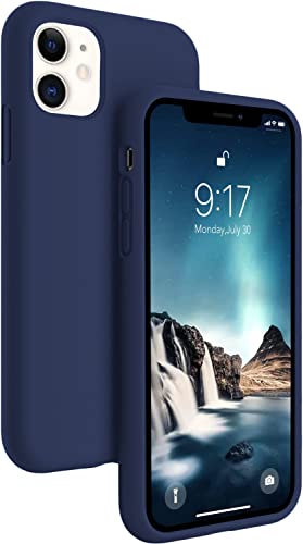 Image of VONZEE Microfiber Candy Case Compatible for iPhone 11 6.1 inch, Shockproof Slim Back Cover Liquid Silicone Case (Navy Blue)