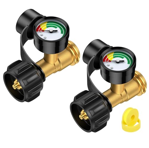 2 Pack Propane Tank Gauge Level Indicator, Gas Grill Gauge for 5-40lbs Propane Tank, 3 Temperatures Scale, Color-Coded Propane Gauge for Grill, Heater, Fryer, Camper