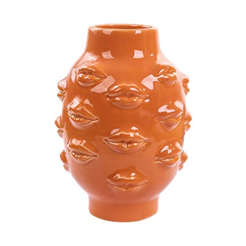 Romehaha Ceramic Body Vase, Lips Vase Table Decor Modern Farmhouse Decor Flower Vase For Home Office Shops 6.5X4.72Inch(Orange) #TOP22
