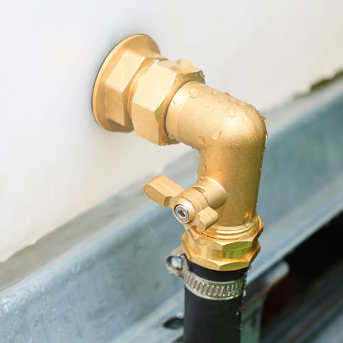 YELUN Garden Hose Elbow with Shut Off Valve 90 Degree Brass Connector 3/4" GHT Garden Hose On RV Adapter Large-diameter flow Elbow (90 Degree 2PCS) by YELUN - Image 5