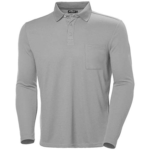 Brosloth Men's Long Sleeve Polo Shirt Classic Regular Fit Casual Shirt With Right Chest Paocket Sport Shirt Grey Xx-Large #TOP3