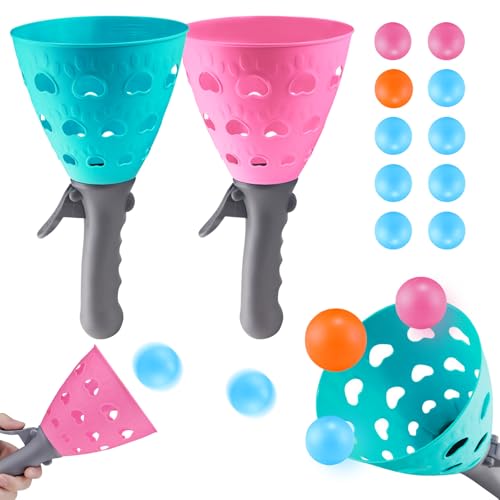 HEDUOBA Juego Lanza Bolas Niños Deportes de Interior al Aire Libre Divertido Juego de Fiesta Juguete con 2 Raquetas y 10 Pelotas Juegos de Exterior para 5 6 7 8 9 10 11 12 años niños niñas