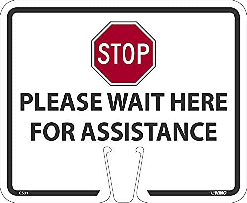 Panneau rigide Stop Please wait here NMC CS31 haute visibilité 26x32cm