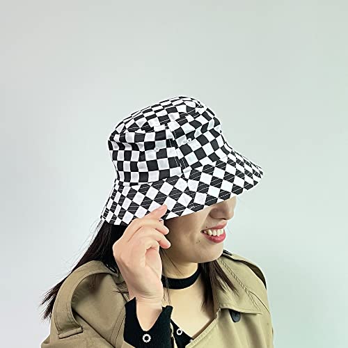 Checkerboard Bucket Hat For Women Men, Outdoor Sun Fishing Hat, Cute Fisherman Cap, Summer Beach Trendy Headwear #TOP3