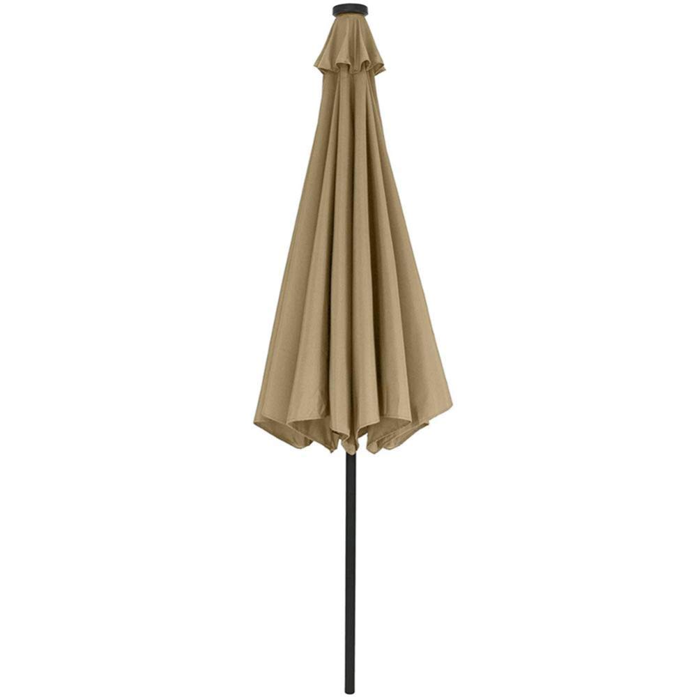 Sombrilla de patio con LED solar de 9 pies para iluminar tus cenas al aire libre