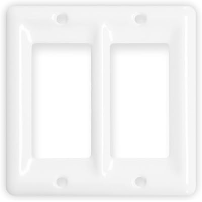 Ceramic Switch Plates Outlet Covers Switch Plate Cover White(Double Decorator)