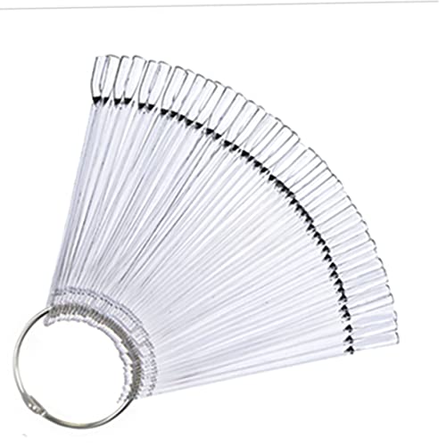 Hemobllo Paleta De Exhibición De Uñas Postizas 50 Piezas Transparente Tamaño Abanico Anillo Para Práctica Profesional y Uso Doméstico De Esmalte y Decoración