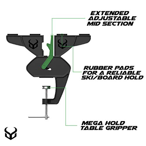 Demon Ski and Snowboard Ultra Vise for Tuning, Repair and Waxing, No Slip Vice Grips with Horizontal and Vertical Working Positions, Magnetic Tool Holder and Secure Board Grip Center Arm (Pair)