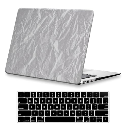 DTangLsm for MacBook Pro 13 inch Case 2026-2016 M2 M1 A2338 A2289 A2251 A2159 A1989 A1706, Textured Leather Hard Shell Cover for MacBook Pro 13 Case + Keyboard Cover, Has Logo Cutout, Wrinkled Grey by DTangLsm - Used condition - US$6.77