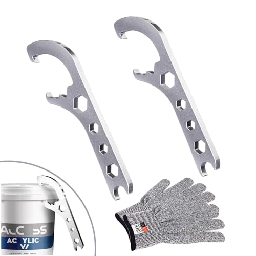2pcs Paint Can Opener Tool Bucket Opener Tool 5 Gallon With Lid Opener Wrench Lid Remover Tool Bucket Pail Lids Manual Opener Tool for Home Industrial Portable Multifunctional Adjustable Spanner