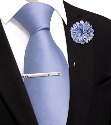 Image of Hi-Tie Men's Extra Long Solid Satin Tie Set 63 Inch /70 Inch Formal Necktie