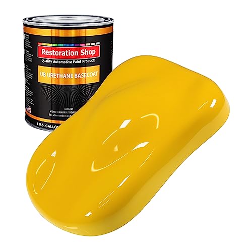 Restoration Shop - Viper Yellow Urethane Basecoat Auto Paint - Gallon Paint Color Only - Professional High Gloss Automotive, Car, Truck Refinish Coating