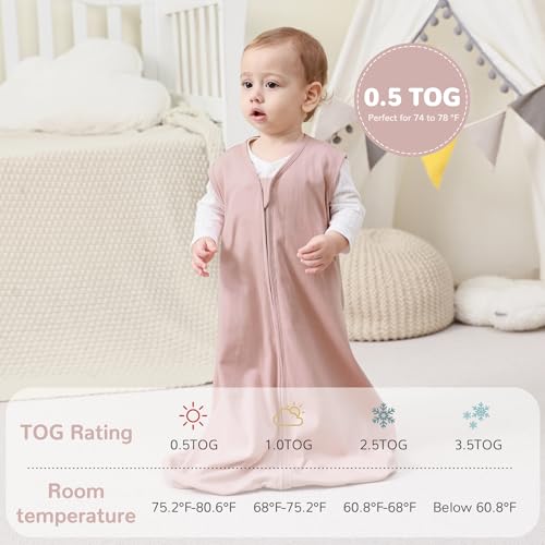 Image of JELLYMONI Baby Sleep Sack 12-18M, 0.5 TOG, 100% Cotton Wearable Blanket | 3 Pack, Soft Cotton Fabric, Breathable Lightweight Sleeveless Sleep Sack, Pre-Shrunk, 2-Way Zipper