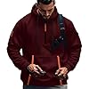 Jamron Mens Plus Size Quarter-Zip Hoodie Pullover Sweatshirts Casual Sports Jacket with Multi Pockets SN0708243 Burgundy 5XL #4