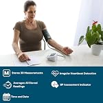 BIOS Diagnostics Moniteur de pression artérielle, #1 Fabricant canadien de pression artérielle*, détecte les battements cardiaques irréguliers, magasins 30 lectures, BP Indicateur d'évaluation, BIOS Mode de moyenne, une seule touche