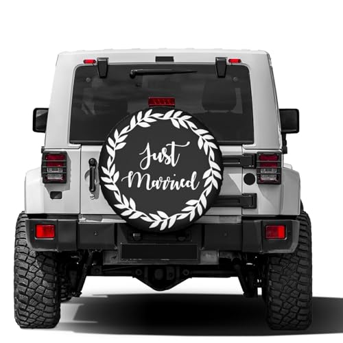 Image of Just Married Spare Tire Cover Dust-Proof Wheel Tire Cover Fit Trailer, RV, SUV and Many Vehicle 15 Inch
