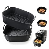 Redfly 2 Pack Silicone Air Fryer Liners,Square Reusable to 8.5in Air Fryer