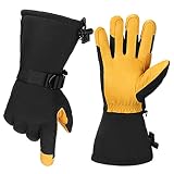 KFJBX Winter Ski Gloves Snowmobile Skiing Sports Motorcycle Riding Windproof Waterproof Warm Glove M