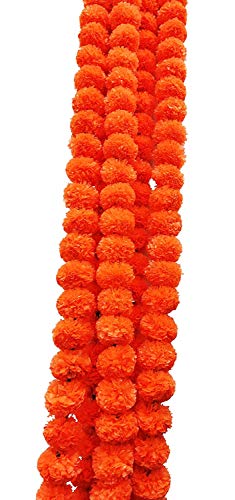 Image of Artificial Marigold Flower (Dark Orange, 5 Pieces)